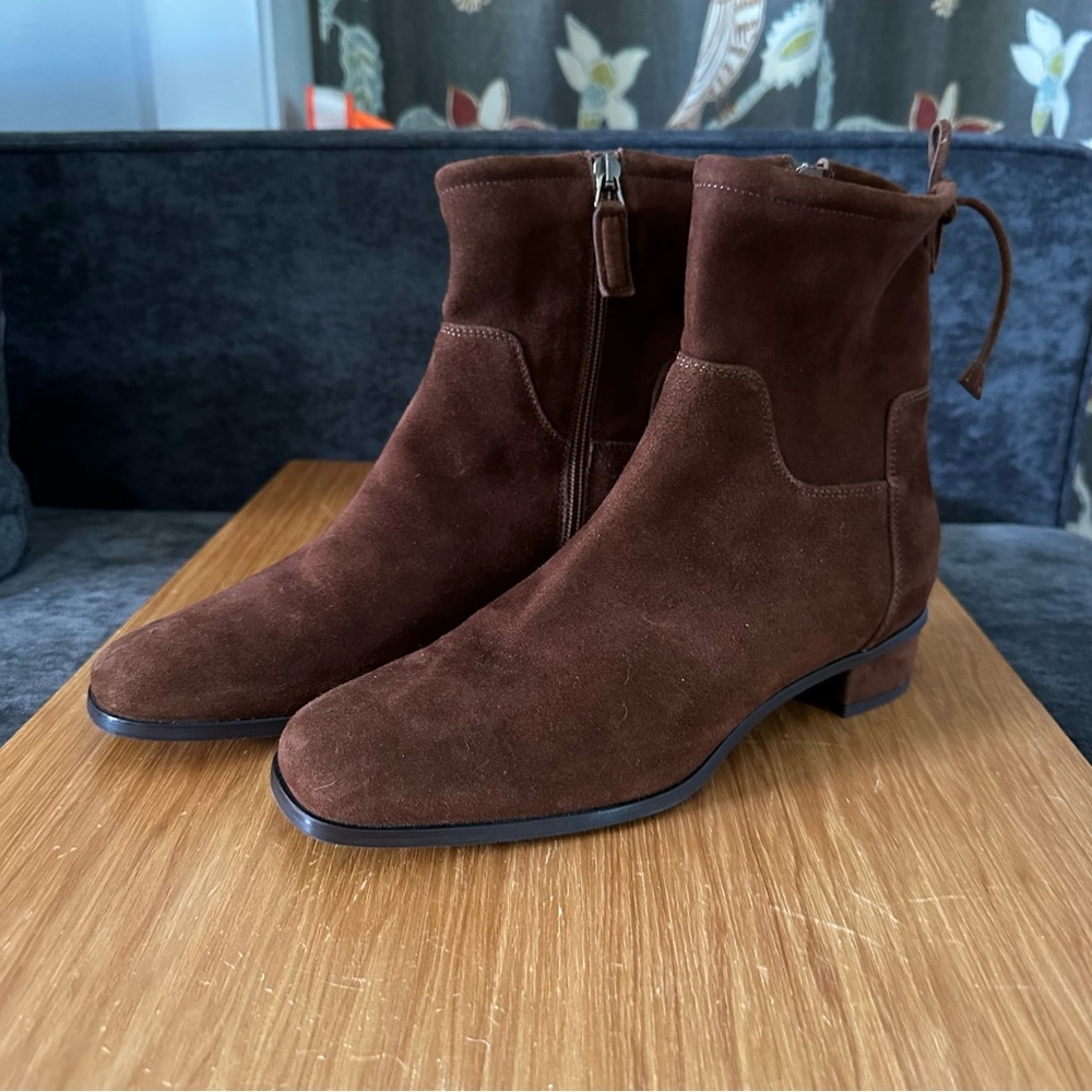 Aquatalia Suede Ankle Boots, Size 9, Brown